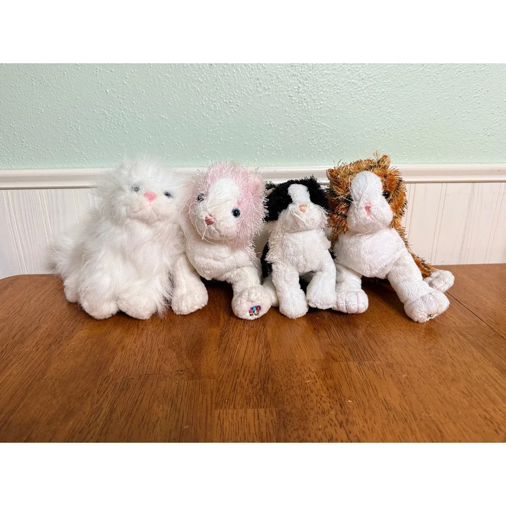 Webkinz Cats Kittens Lot of 4 Pink White Striped Small‎ Medium No Codes